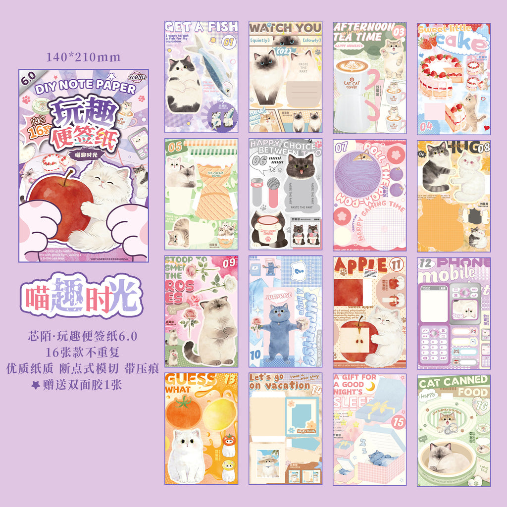 Xinmo Creative Fun Full Set Pet Sticky Notes Journal Drawing Materials DIY Gift Vintage Sticker Set