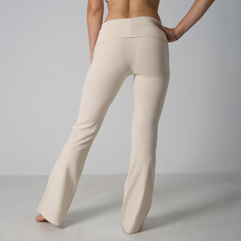 Cotton Pant Rolled Edge Cotton Ammonia Breathable Skin-Friendly Micro-Flared Home Pants High-Waisted Eco-Friendly Loose Yoga Pants for Women