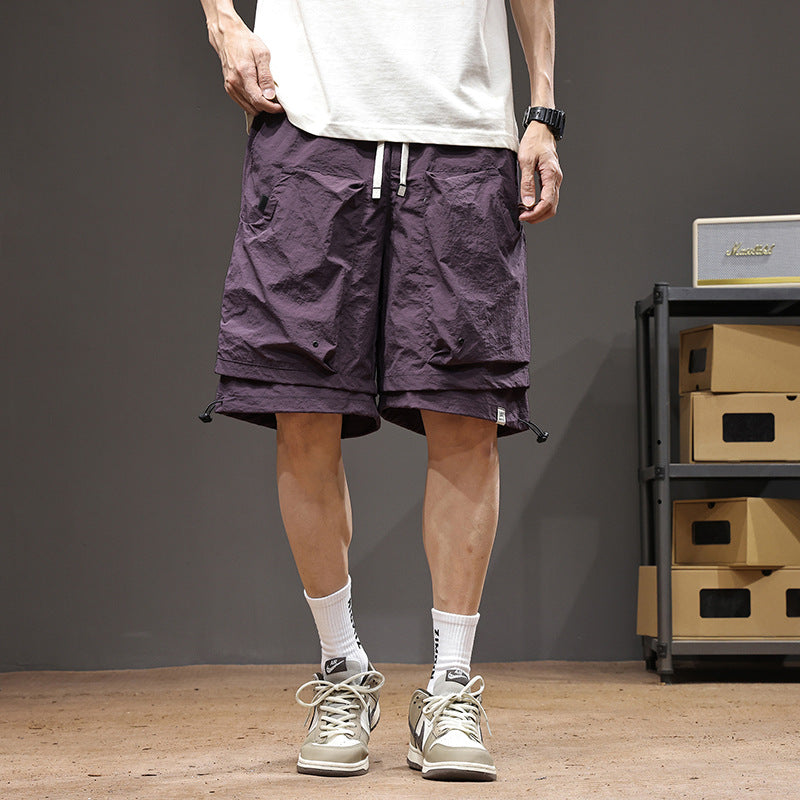 Outdoor Functional Waterproof Quick-Drying Work Shorts Men's Summer Cool Retro Fake Two-Piece Mountain Casual Pants