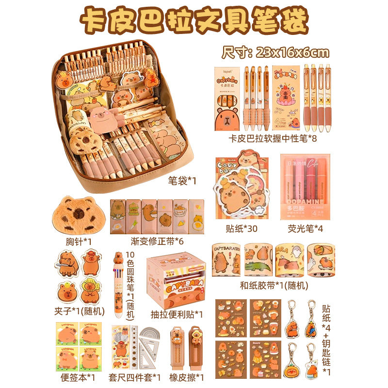 12-Layer Large-Capacity Pencil Bag Kapibara High-Looking Pencil Bag Cute Student Stationery Bag School Supplies Prizes