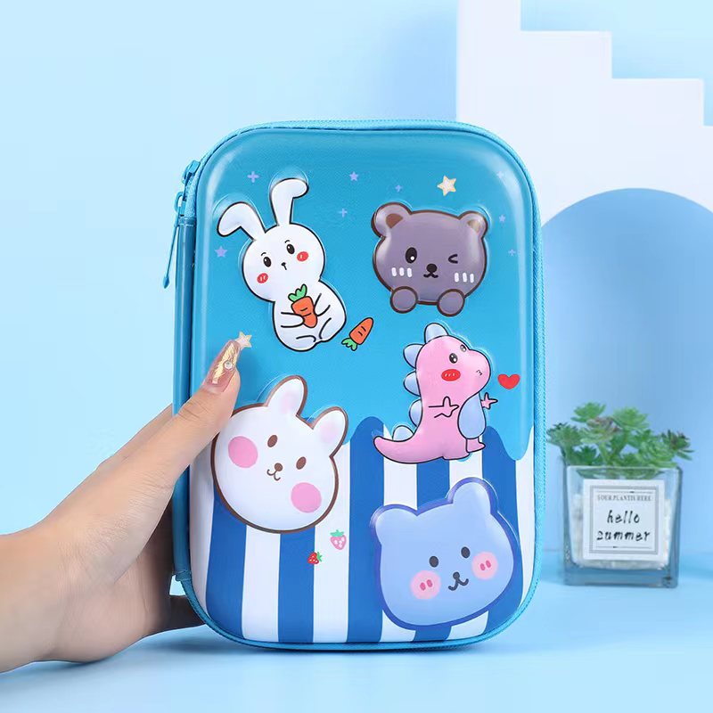Student Cartoon Stationery Box Large Capacity Storage Box 3D Stationery Bag Cute Pencil Box Creative Pencil Bag