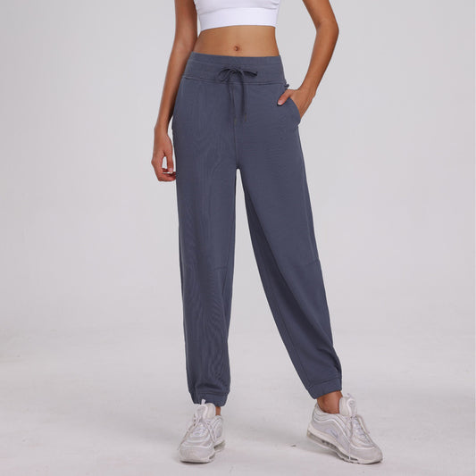 Women's Loose Harem Sports Pants - Korean-Style Drawstring Running Fitness Cropped Pants