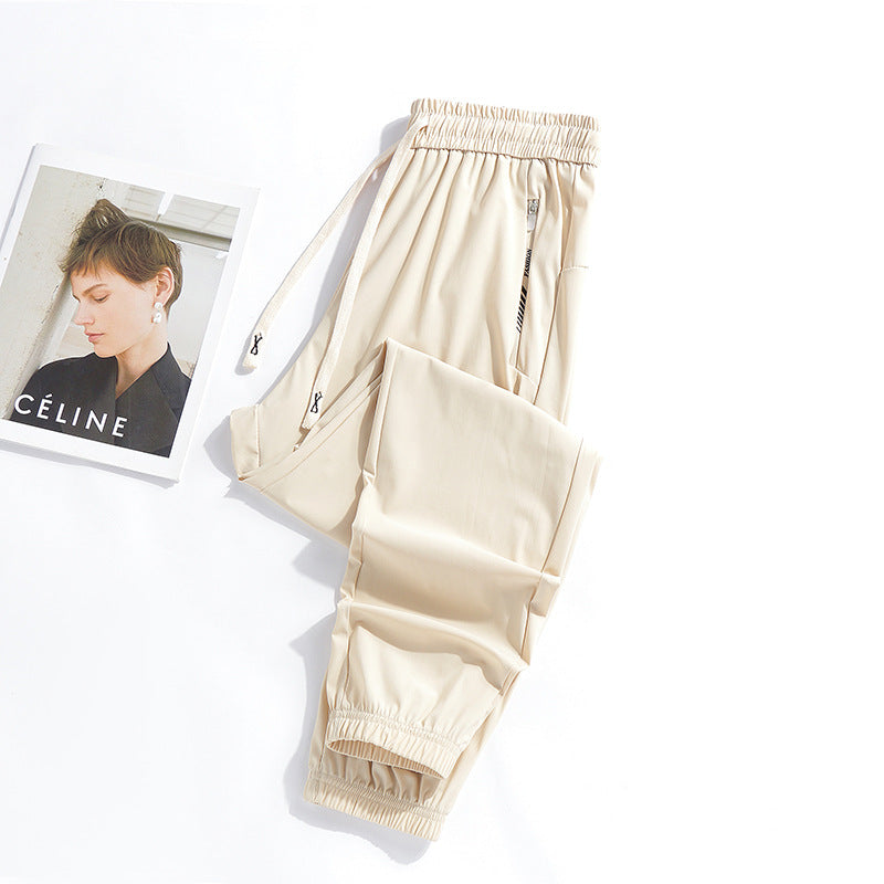 Summer New Ice Silk Pants Quick-Drying Breathable Nylon Unisex Elastic Soft Wrinkle-Resistant Cooling Couple Sun Protection Pants