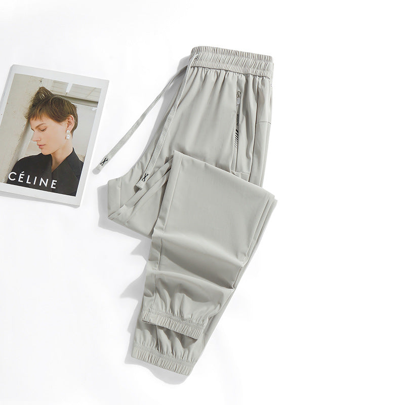Summer New Ice Silk Pants Quick-Drying Breathable Nylon Unisex Elastic Soft Wrinkle-Resistant Cooling Couple Sun Protection Pants
