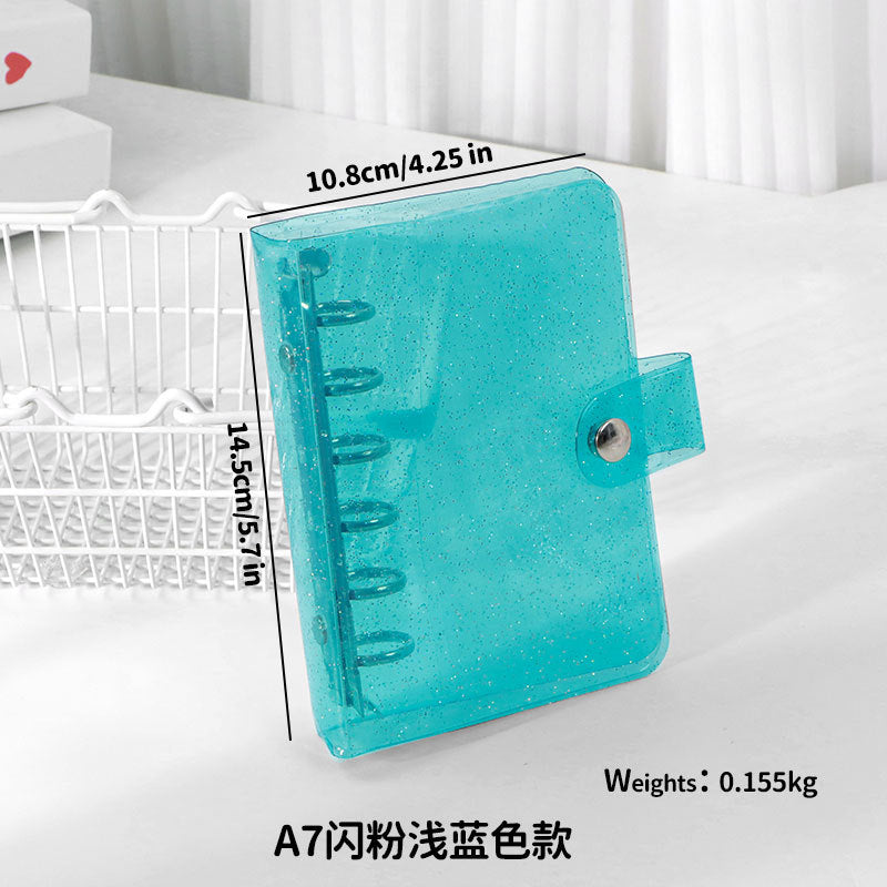 Little Red Book Hot Sale Original Mini 6 Hole Binder A7 Hand Book Shell PP Shell PVC Transparent Glitter Cover