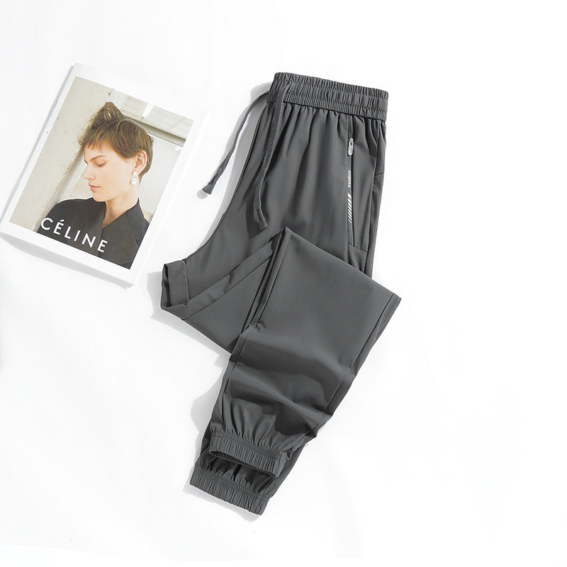Summer New Ice Silk Pants Quick-Drying Breathable Nylon Unisex Elastic Soft Wrinkle-Resistant Cooling Couple Sun Protection Pants