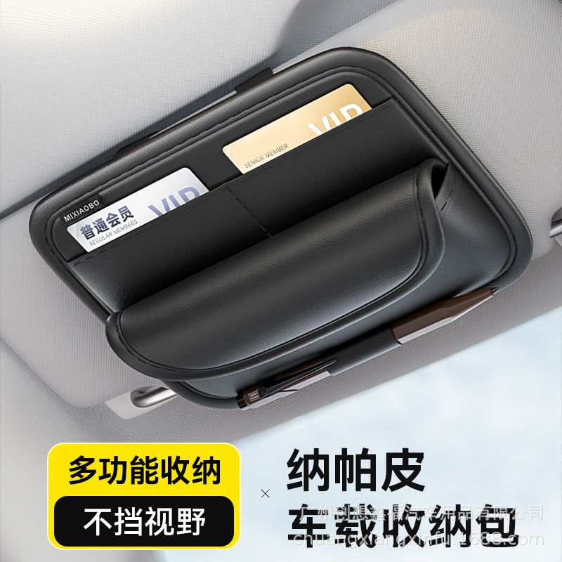 Car Sun Visor Glasses Holder Storage Artifact Multifunctional Card Bag Bill Storage Bag Car Glasses Frame Storage Bag