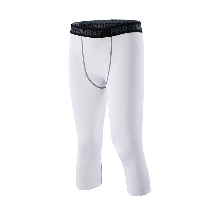 Sports Tights Men's High-Elasticity Quick-Drying 7-Point Pants Basketball Fitness Running Training Compression Leggings Summer