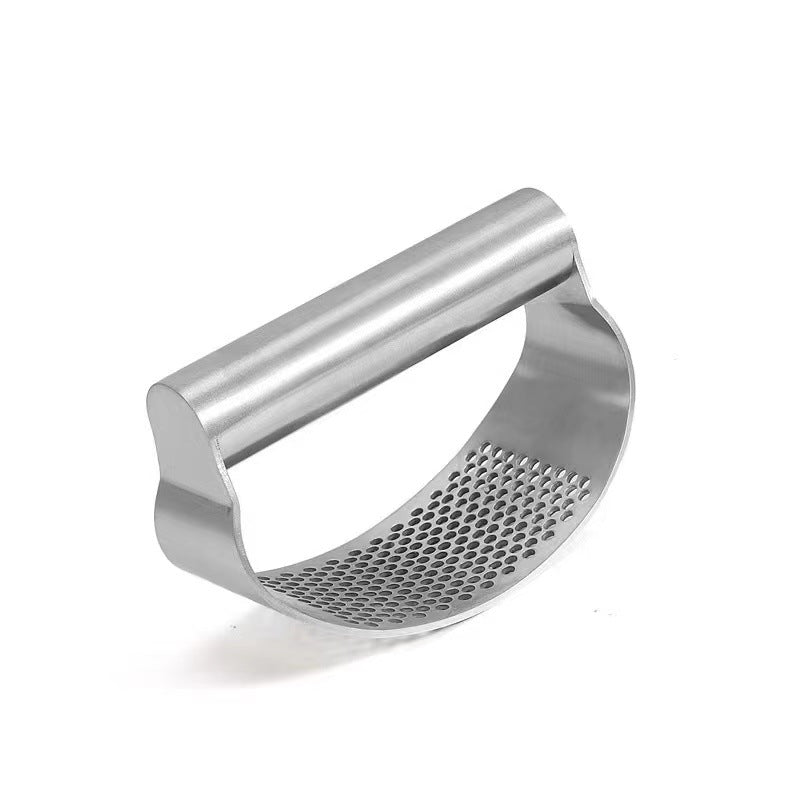 430 Stainless Steel Garlic Press, Garlic Masher, Ring-Shaped Garlic Press, Household Garlic Peeler, Crusher, Multi-Function