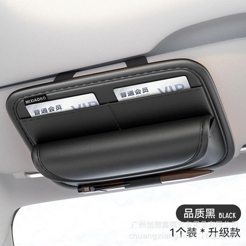 Car Sun Visor Glasses Holder Storage Artifact Multifunctional Card Bag Bill Storage Bag Car Glasses Frame Storage Bag