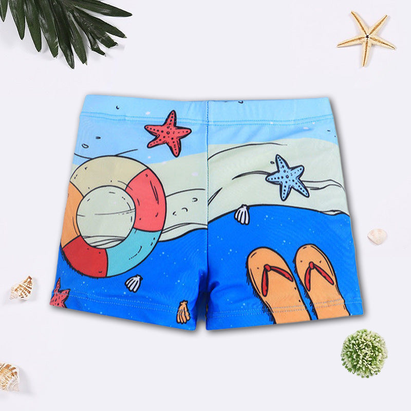 Boys Cartoon Swim Trunks - Quick-Dry Flat-Corner Swimwear for Kids (Small to Large)