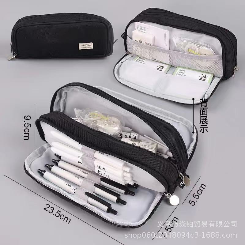 Korean Style Boat-Shaped Large-Capacity Multi-Layer Oxford Pencil Bag Multi-Functional Portable Stationery Box Simple Student Storage Pencil Bag