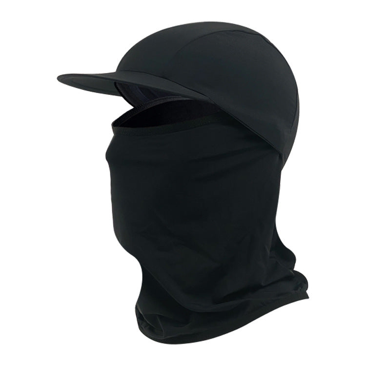 Ice Silk Headgear with Hat Brim Summer Sunscreen Cooling Mask Outdoor Cycling Running Sweat Absorbing Breathable Headgear