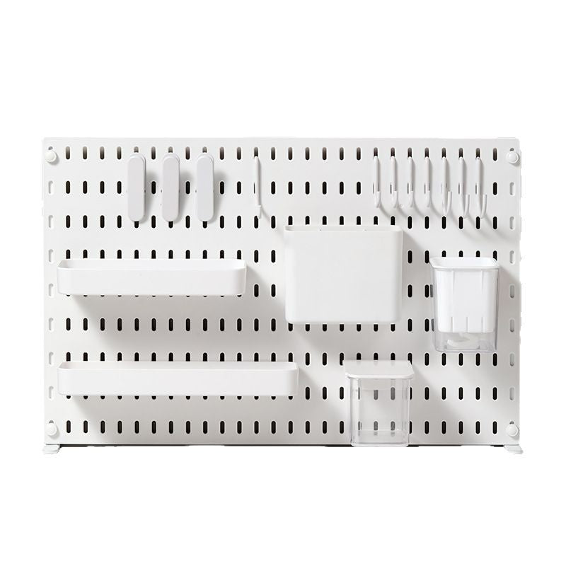 Desktop Perforated Board Storage Rack Organizer Office Partition Workstation Desk Stationery Organizer Shelf No Drilling Required
