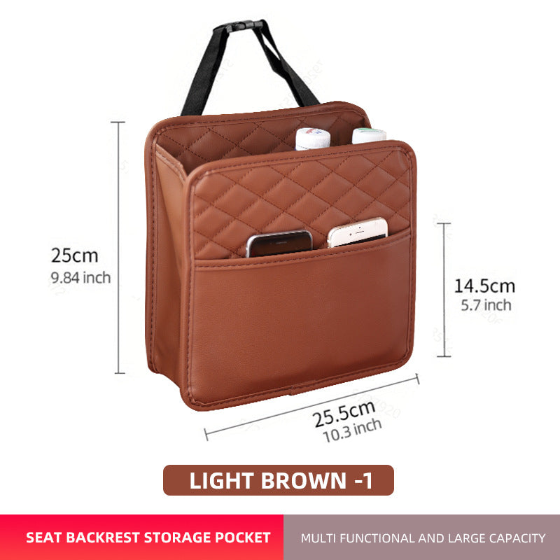 Suede Car Seat Back Storage Bag - Multi-Compartment Cup & Item Organizer