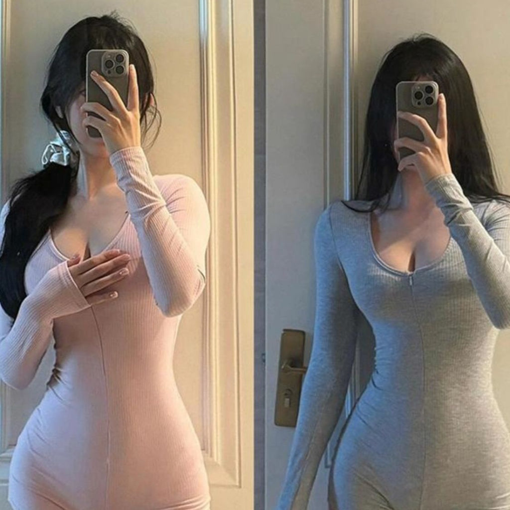 Pure Desire Style Home Long Sleeve Pink Women's Spring and Summer Versatile Design Slim Yoga One-Piece Stretch Slimming Jumpsuit
