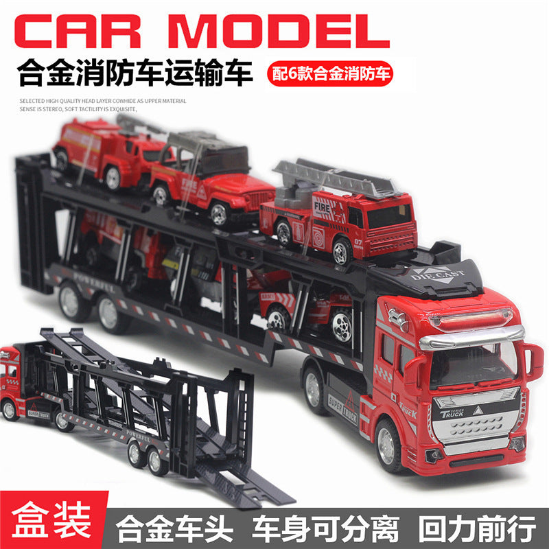 Alloy Pull Back Toy Cars Set - Fire Truck, Tank & Excavator for Kids