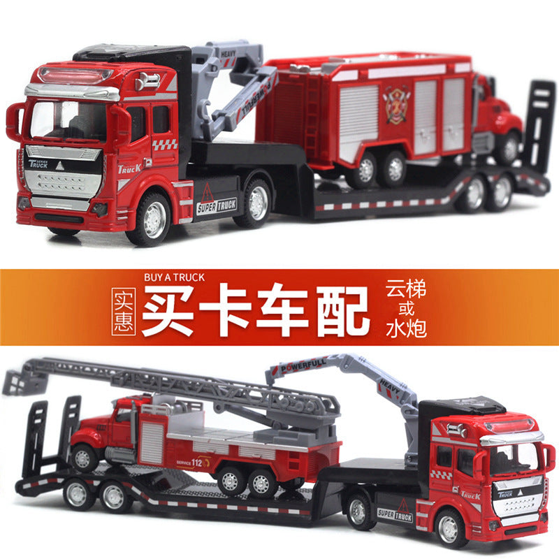 Alloy Pull Back Toy Cars Set - Fire Truck, Tank & Excavator for Kids