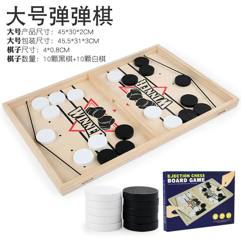 Wooden Bounces Chess Double Battle Ejection Chess Parent-Child Interactive Toys Hand-Eye Coordination Exercise Children's Educational Board Games