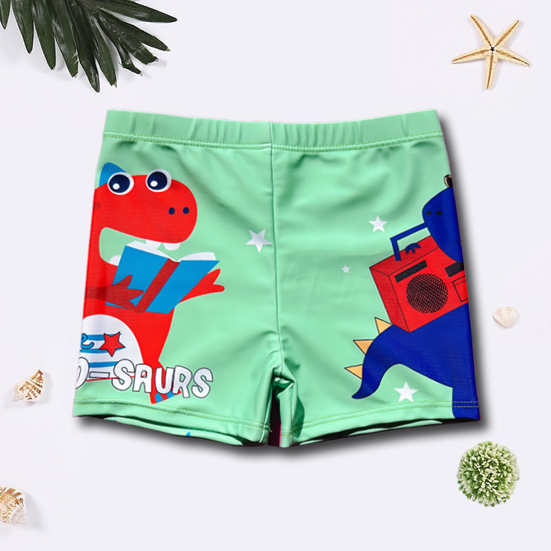 Boys Cartoon Swim Trunks - Quick-Dry Flat-Corner Swimwear for Kids (Small to Large)