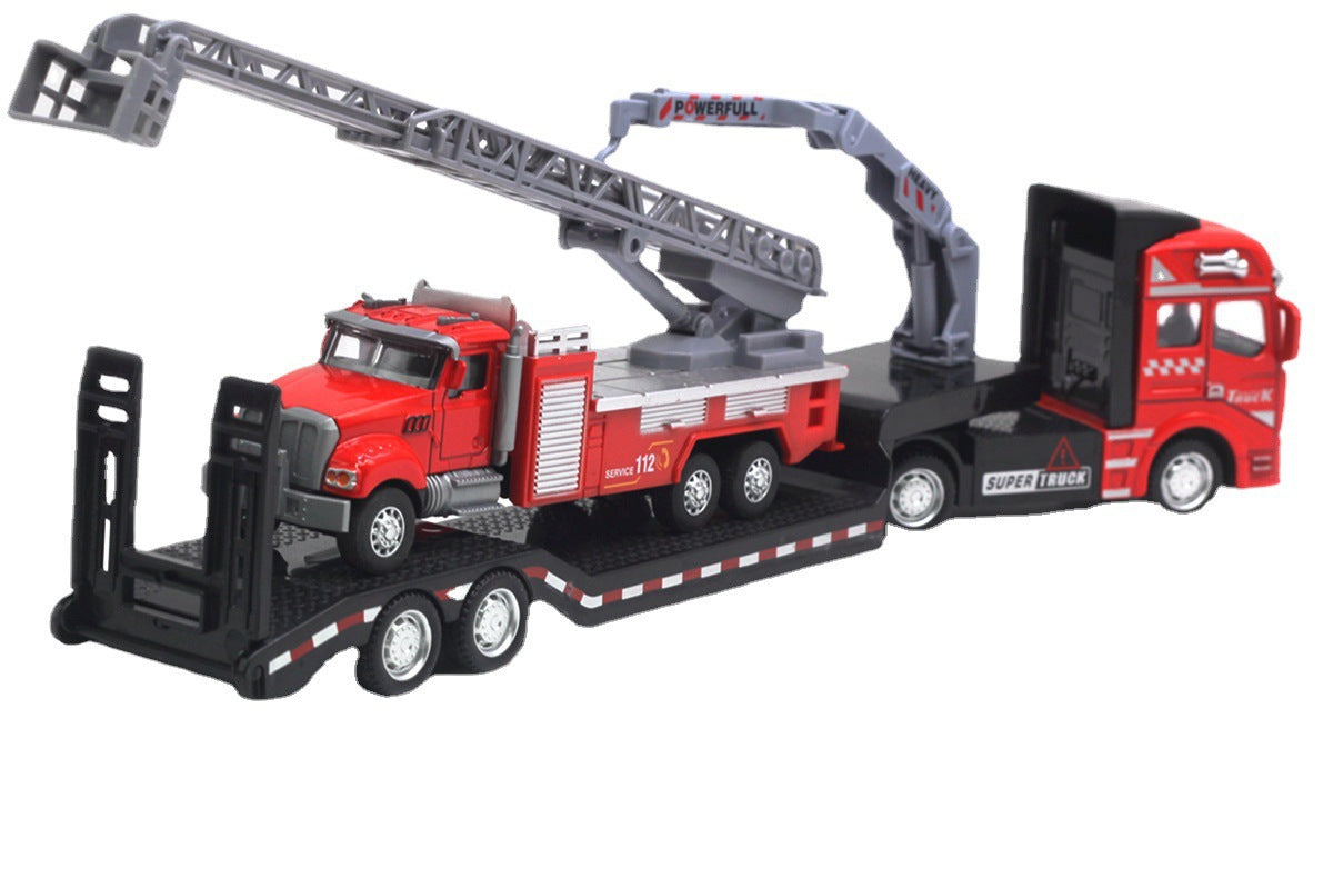 Alloy Pull Back Toy Cars Set - Fire Truck, Tank & Excavator for Kids