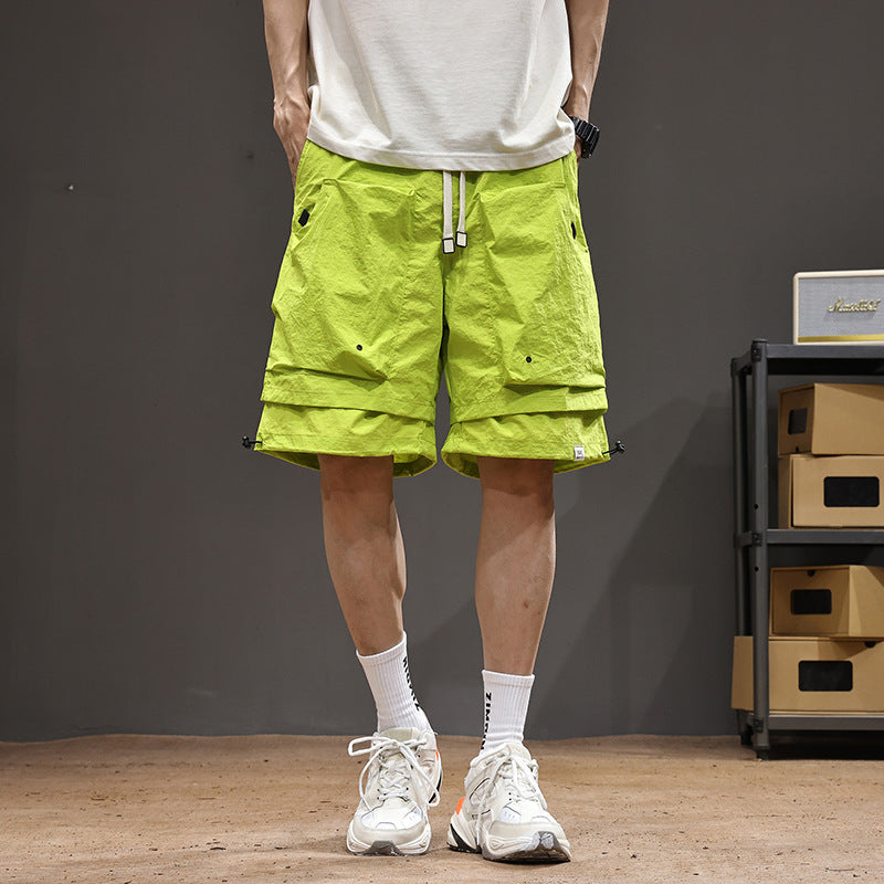 Outdoor Functional Waterproof Quick-Drying Work Shorts Men's Summer Cool Retro Fake Two-Piece Mountain Casual Pants