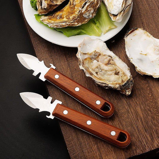 New thick stainless steel oyster knife oyster artifact wooden handle pry shell device oyster shell device oyster knife