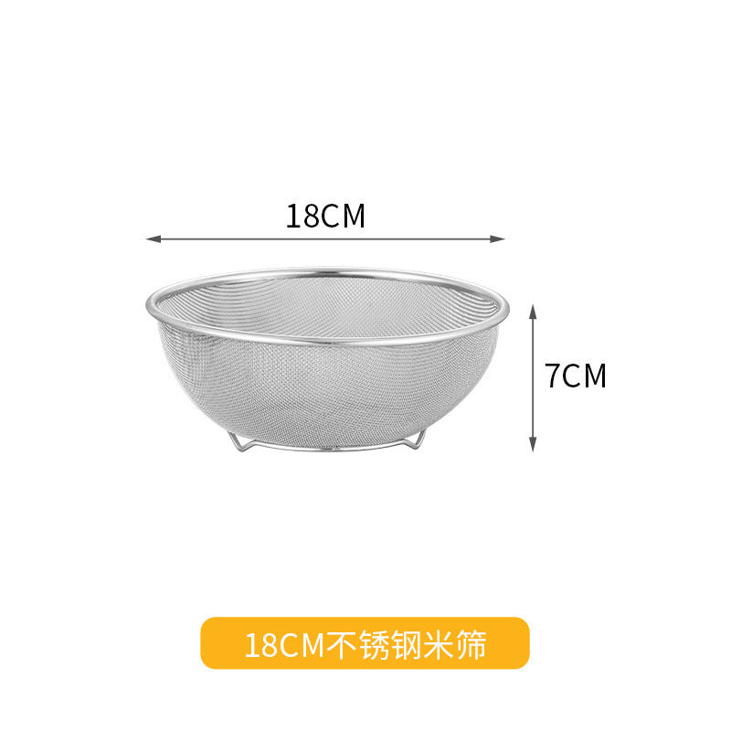 Stainless Steel Vegetable Washing Basin - Thickened Draining Basket & Rice Washing Sieve