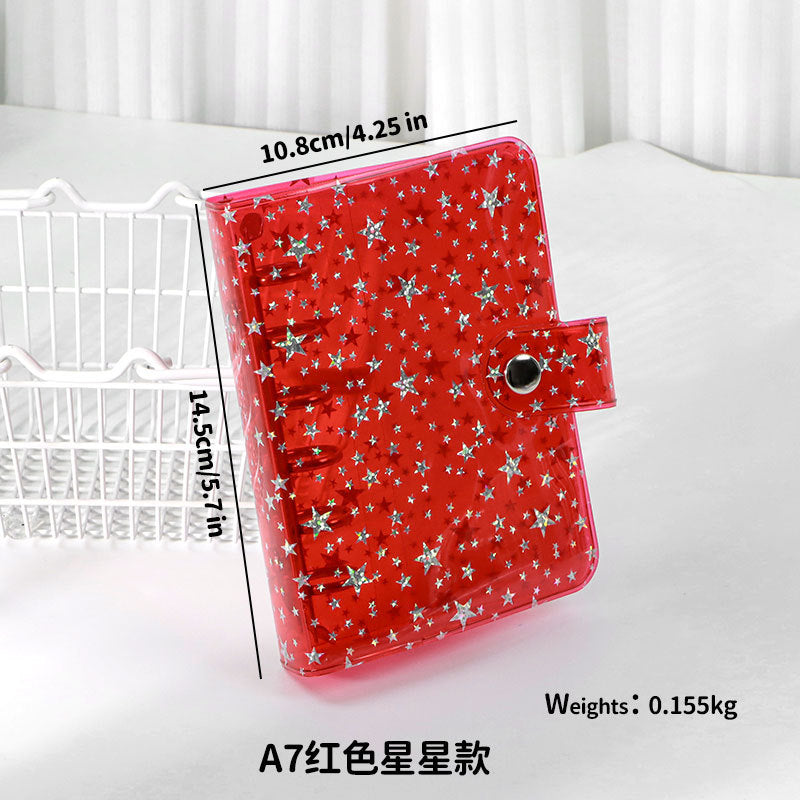Little Red Book Hot Sale Original Mini 6 Hole Binder A7 Hand Book Shell PP Shell PVC Transparent Glitter Cover