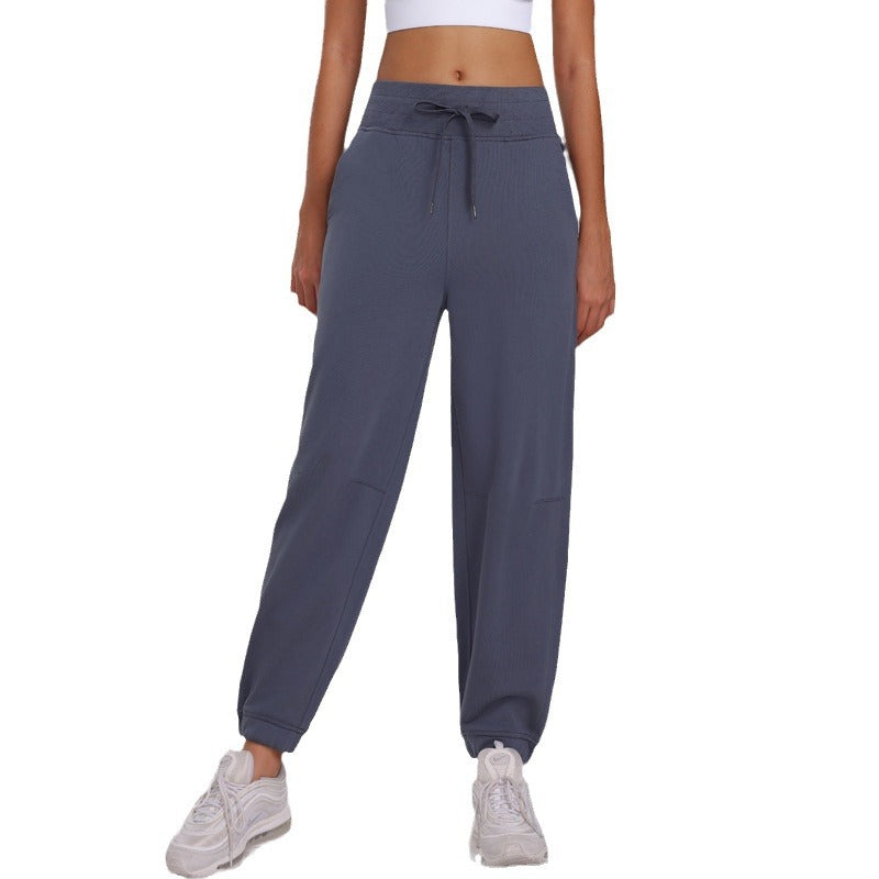 Women's Loose Harem Sports Pants - Korean-Style Drawstring Running Fitness Cropped Pants