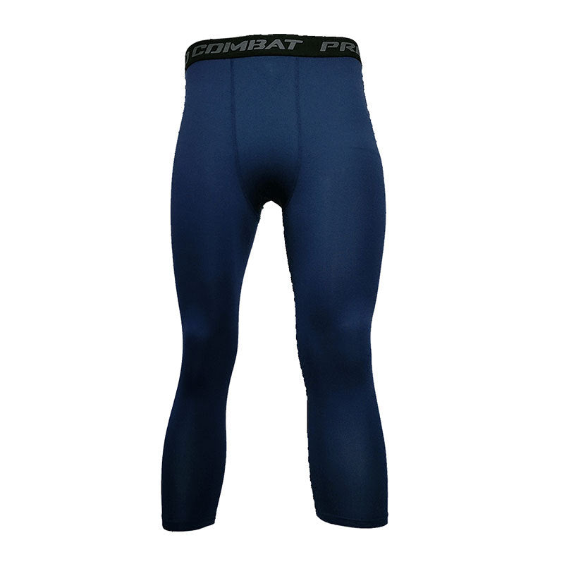 Sports Tights Men's High-Elasticity Quick-Drying 7-Point Pants Basketball Fitness Running Training Compression Leggings Summer