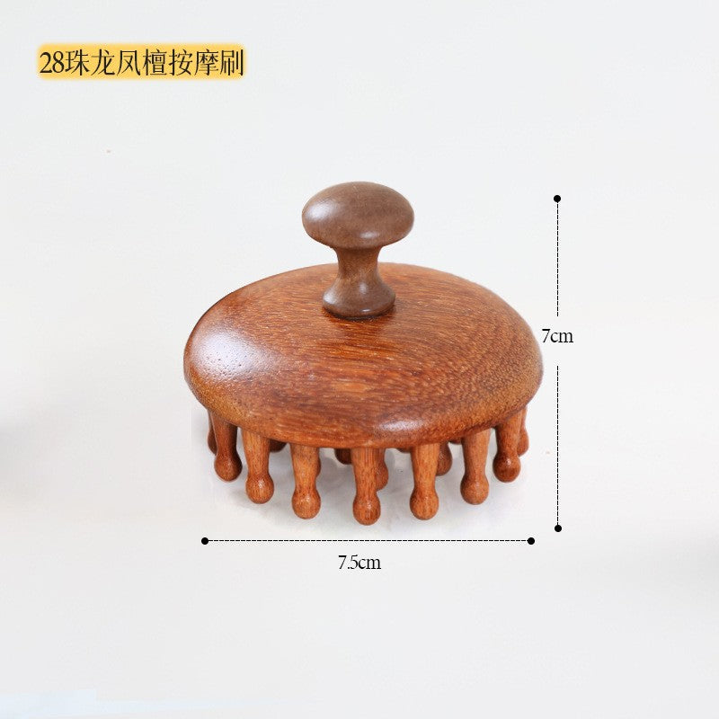 Sandalwood Massage Comb, Meridian Comb, Wide-Tooth Comb, Hair Therapy Tool, Five-Tooth Comb, Wooden Comb, Meridian Massage Comb for Home Use