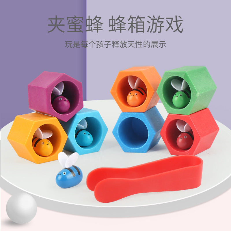 Children's Catching Bees Montessori Hive Game Children's Fine Movements Hand-Eye Coordination Color Cognitive Toy