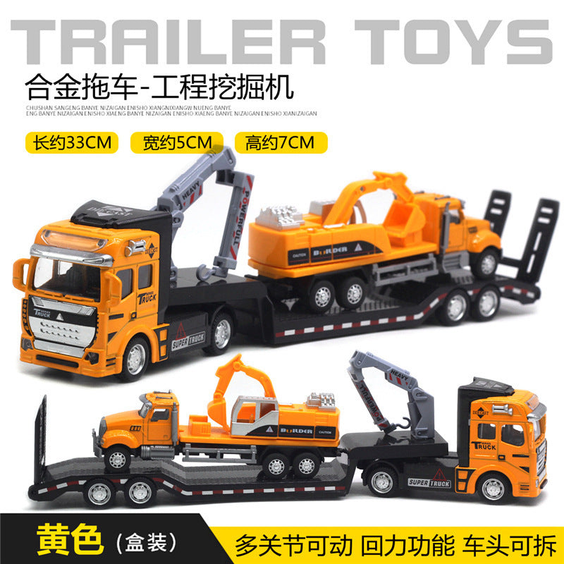 Alloy Pull Back Toy Cars Set - Fire Truck, Tank & Excavator for Kids