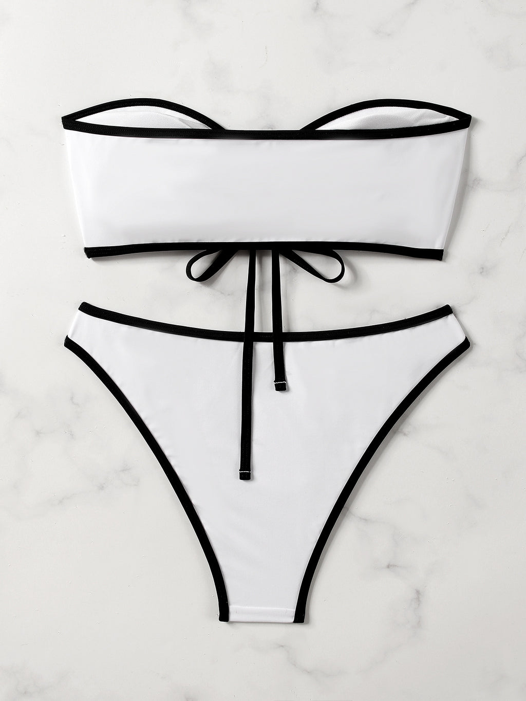 Sexy Bandeau Bikini Swimsuit - Solid Color Two-Piece with Chest Pads for Women