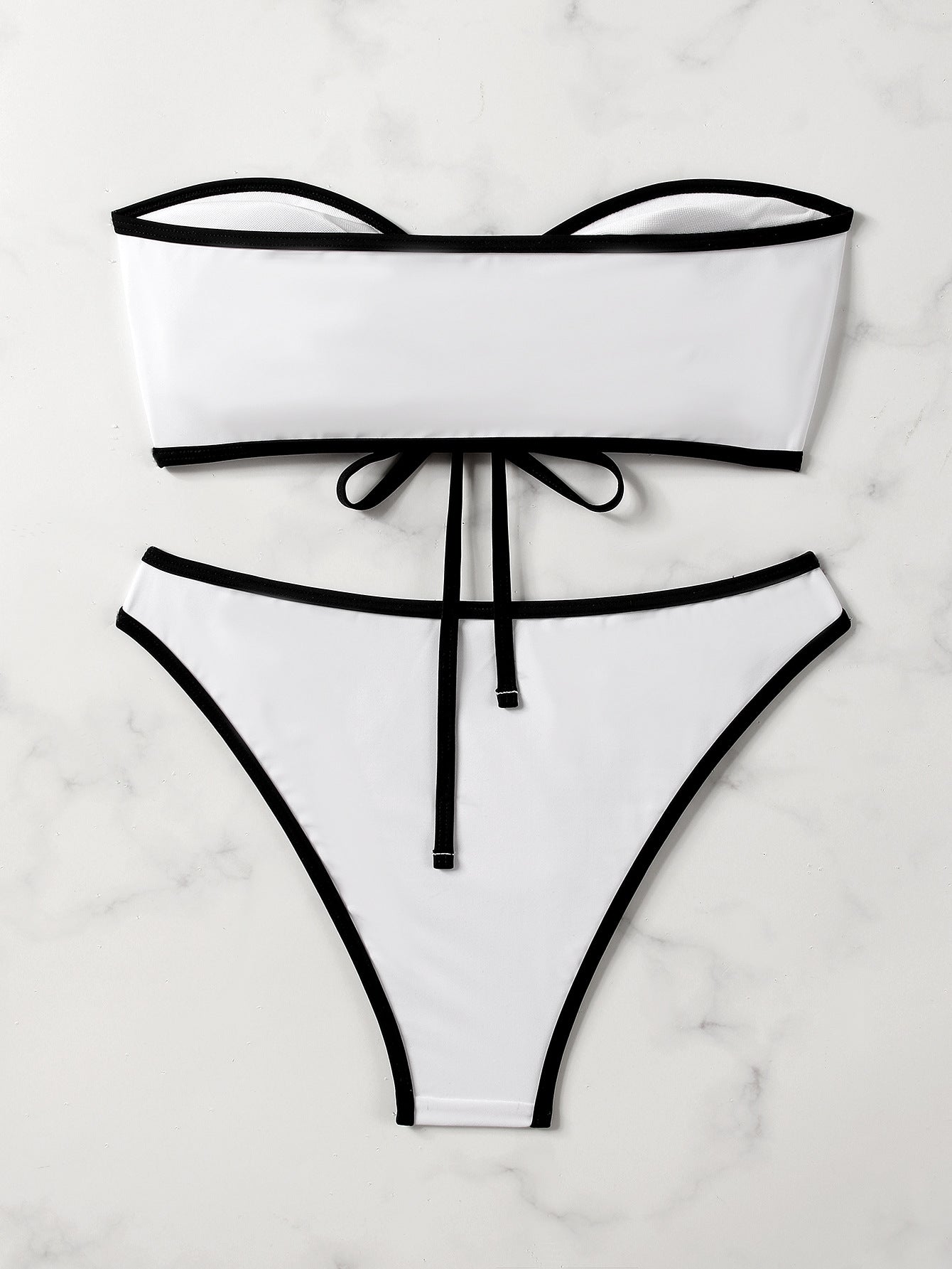 Sexy Bandeau Bikini Swimsuit - Solid Color Two-Piece with Chest Pads for Women