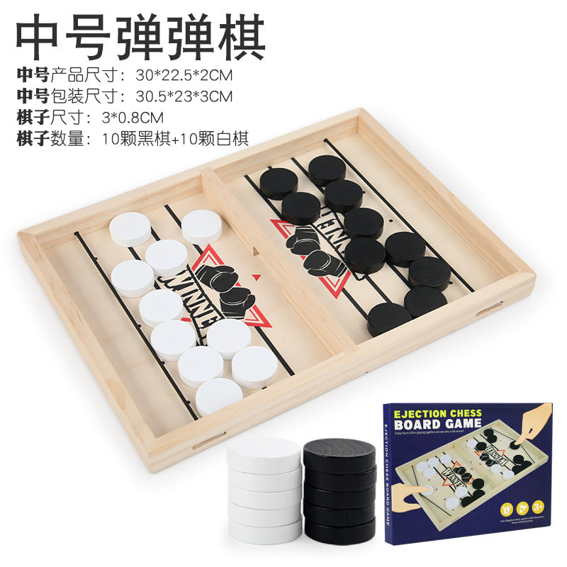 Wooden Bounces Chess Double Battle Ejection Chess Parent-Child Interactive Toys Hand-Eye Coordination Exercise Children's Educational Board Games