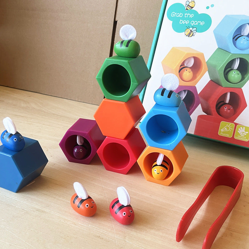 Children's Catching Bees Montessori Hive Game Children's Fine Movements Hand-Eye Coordination Color Cognitive Toy