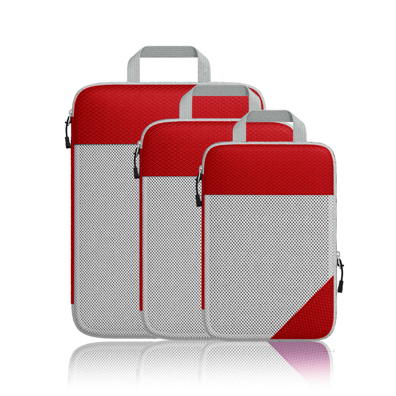 Travel Cosmetics Bag Compressible Foldableable Cosmetics Bag Storage Set Mesh Visible Suitcase Trolley Case Organizer Bag