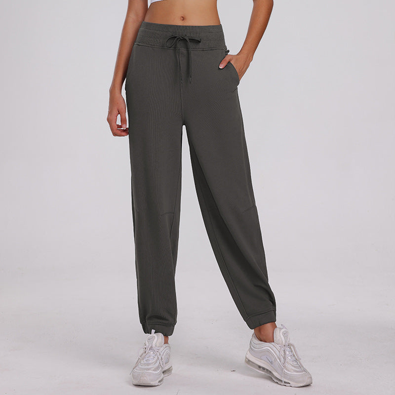 Women's Loose Harem Sports Pants - Korean-Style Drawstring Running Fitness Cropped Pants