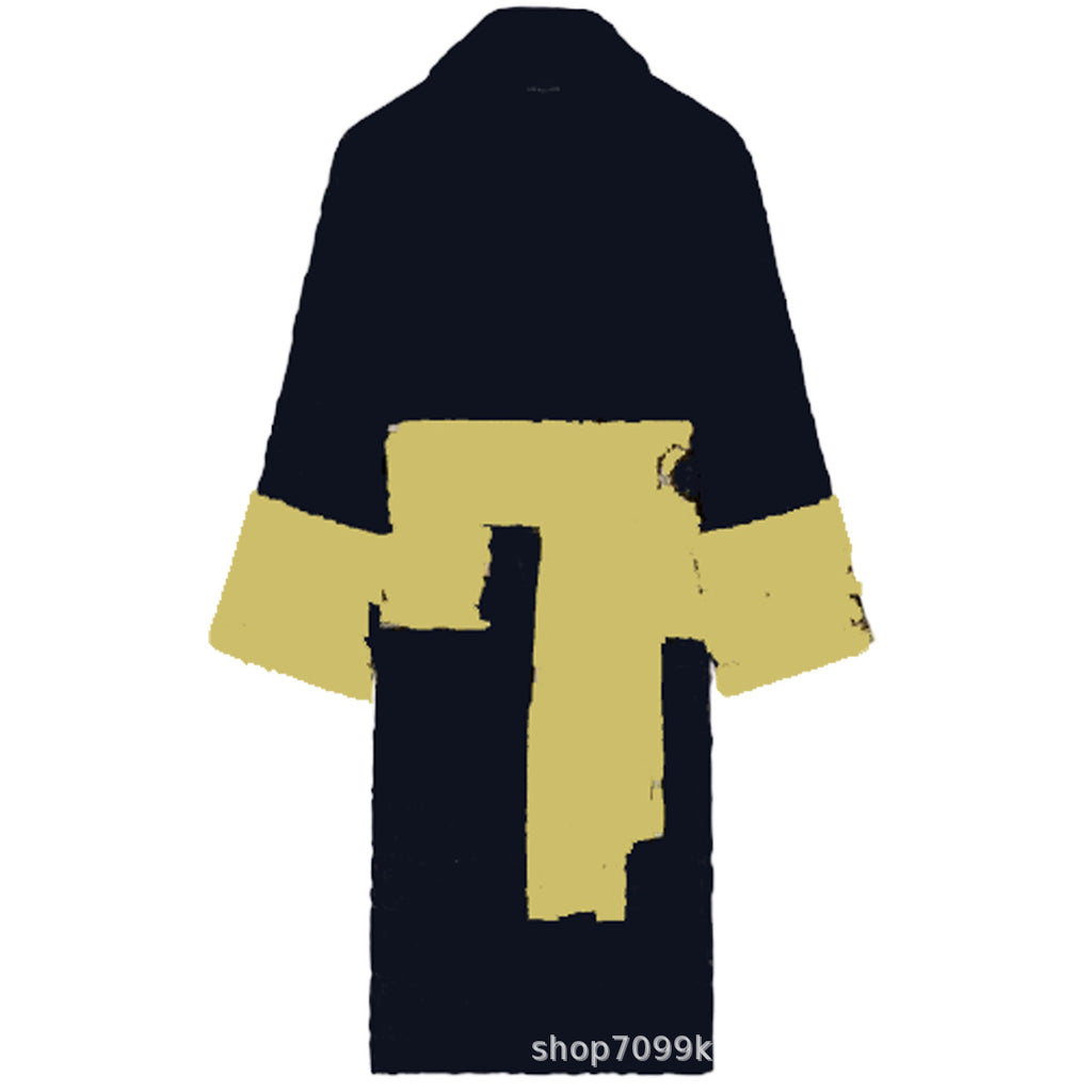 Unisex Pure Cotton Bathrobe - All-Season Lettered Couple's Long Bathrobe