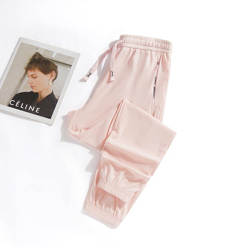 Summer New Ice Silk Pants Quick-Drying Breathable Nylon Unisex Elastic Soft Wrinkle-Resistant Cooling Couple Sun Protection Pants