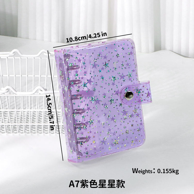 Little Red Book Hot Sale Original Mini 6 Hole Binder A7 Hand Book Shell PP Shell PVC Transparent Glitter Cover