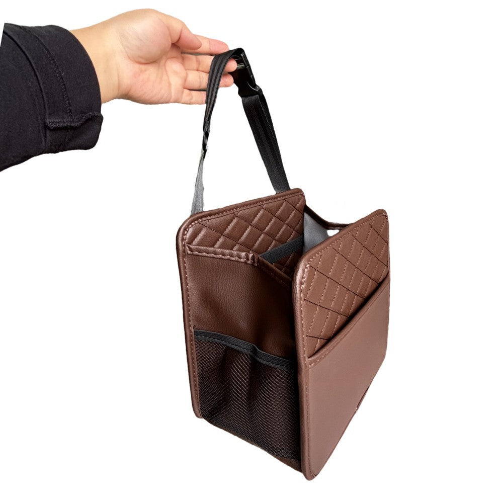 Suede Car Seat Back Storage Bag - Multi-Compartment Cup & Item Organizer