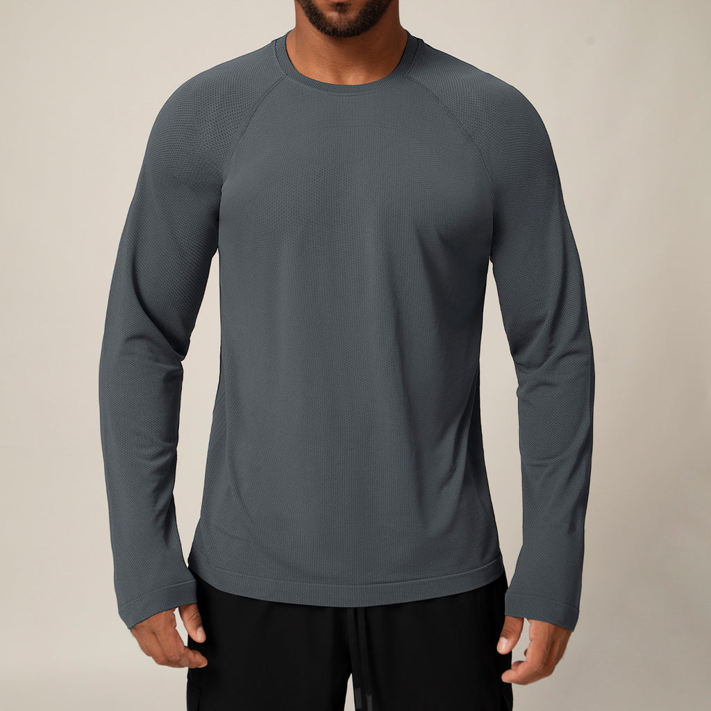 Men's Seamless Quick-Dry Long Sleeve T-Shirt - Moisture-Absorbent Breathable Sports Top