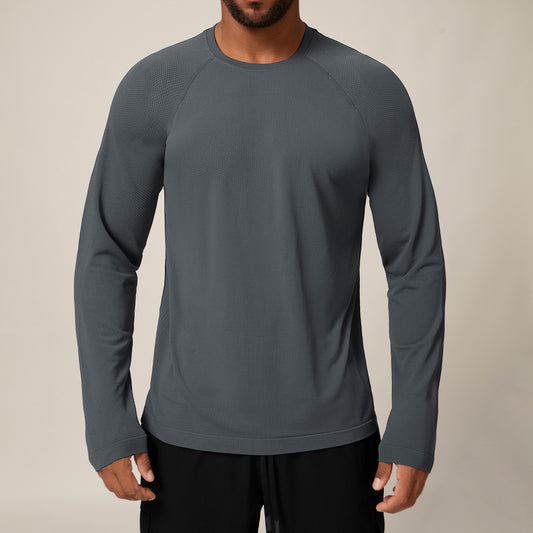 Men's Seamless Quick-Dry Long Sleeve T-Shirt - Moisture-Absorbent Breathable Sports Top