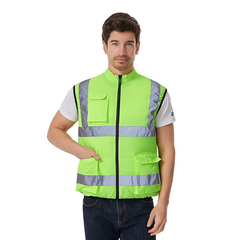Summer Cooling Air-Conditioned Clothing, Vest, Clothes with Fan Cooling on the Back, Labor Protection Clothing for Welders with Reflective Strips