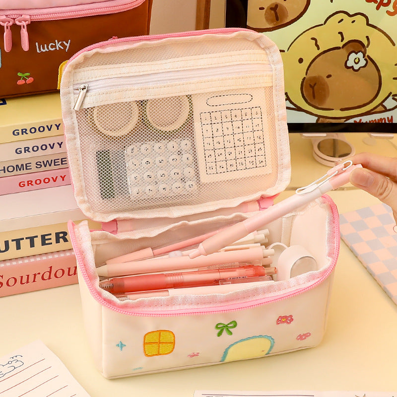 2026 New Style House Pencil Case for Junior High School Girls and Elementary School Students, High-Value Stationery Box for Girls, Large-Capacity Pencil Case