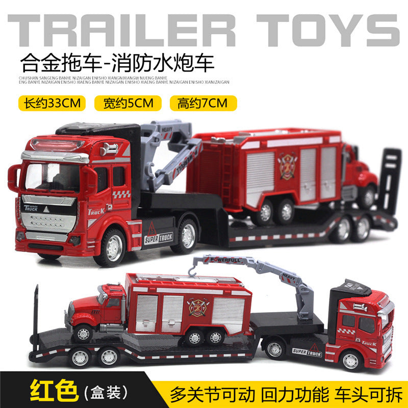Alloy Pull Back Toy Cars Set - Fire Truck, Tank & Excavator for Kids