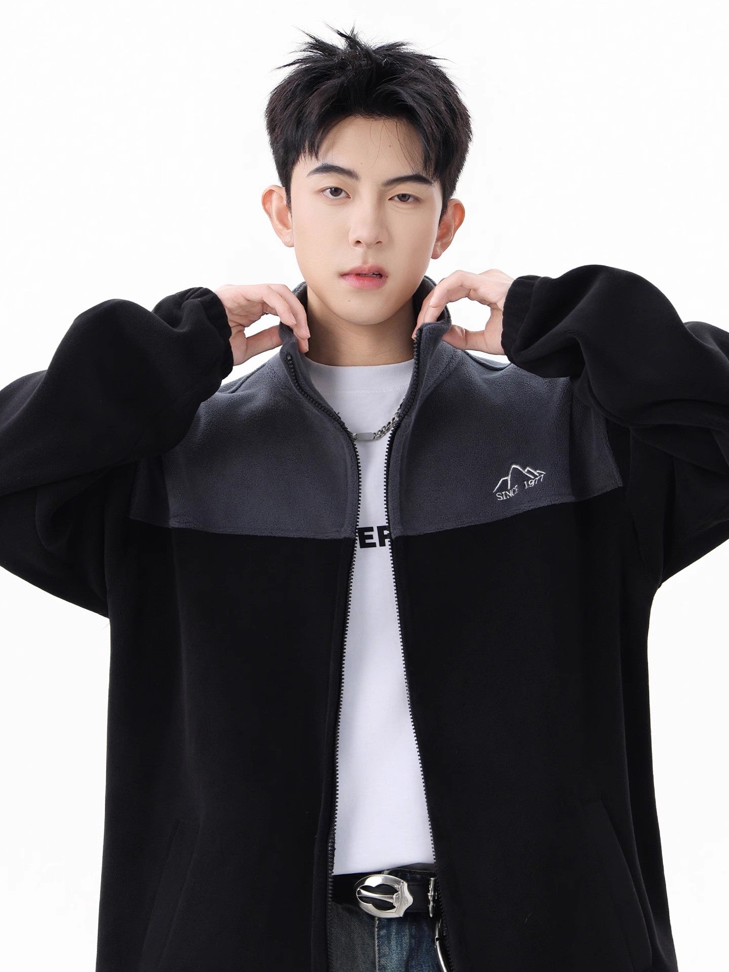 Men's Sweatshirt 2025 New Winter American Style Couple's Drop Shoulder Loose Jacket Autumn and Winter Fleece Zipper Cardigan